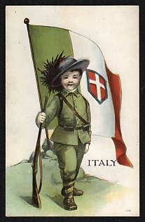 1914-1918 United States 'Italy' World War I Propaganda Postcard