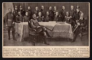1914-1918 United States 'From Left to Right Sitting, Rupprecht, Crown Prince of Bavaria' World War I Propaganda Postcard