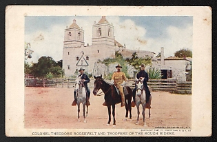1907 United States 'Colonel Theodore Roosevelt and Troopers of the Rough Riders' World War I Propaganda Postcard