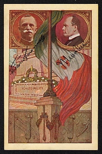 1939-1945 Italy Fascist 'Benito Mussolini' World War II Propaganda Postcard
