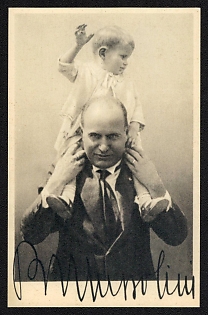 1934 Italy Fascist 'Benito Mussolini' World War II Propaganda Postcard