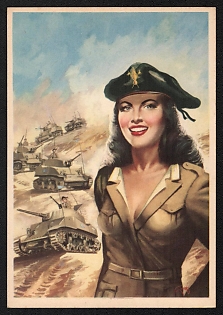 1939-1945 Italy Fascist 'Woman in Military Uniform' World War II Propaganda Postcard