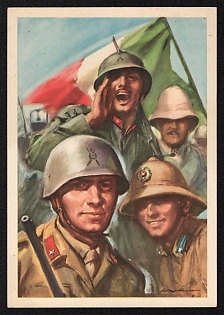 1939-1945 Italy Fascist 'National Infantryman Association' World War II Propaganda Postcard