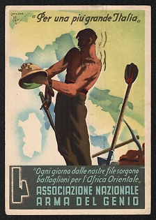 1936 Italy Fascist 'For a Greater Italy' World War II Propaganda Postcard