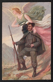 1939-1945 Italy Fascist 'Angel Protects the Military' World War II Propaganda Postcard