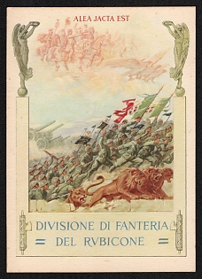 1939-1945 Italy Fascist 'Infantry Division of the Rubicone' World War II Propaganda Postcard