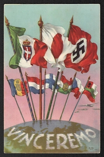 1939-1945 Italy Fascist 'We Will Win' World War II Propaganda Postcard
