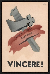 1939-1945 Italy Fascist 'Winning' World War II Propaganda Postcard