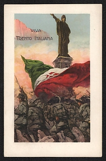1939-1945 Italy Fascist 'Long Live Italian Trento' World War II Propaganda Postcard