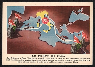 1939-1945 Italy Fascist 'The House Doors' World War II Propaganda Postcard