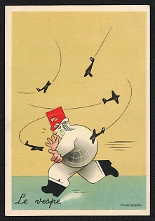 1939-1945 Italy Fascist 'Wasps' World War II Propaganda Postcard