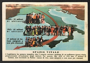 1939-1945 Italy Fascist 'Living Space' World War II Propaganda Postcard