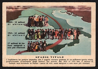 1939-1945 Italy Fascist 'Living Space' World War II Propaganda Postcard