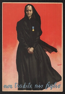1939-1945 Italy Fascist 'Don't Betray My Fight' World War II Propaganda Postcard