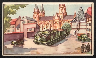 1939-1945 Belgium 'Bayeux the 1st American Division Progressed Admirably on the Left and Contacted the 50th British Division at Bayeux on June 8' World War II Propaganda Postcard