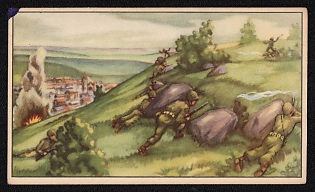 1939-1945 Belgium 'La Haye Du Puits on July 3, the American 82nd Airborne Division Captured Hill 131, 2 Miles from the Town' World War II Propaganda Postcard