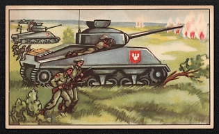 1939-1945 Belgium 'Closure of the Necklace the 15th American Corps Occupied Argentan on August 13' World War II Propaganda Postcard