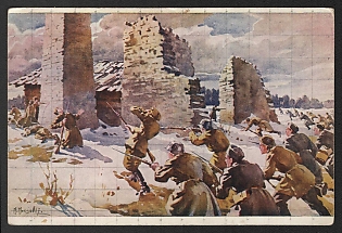 1939-1945 Estonia 'The Battle of the Willows. Attack of Kuperjanov's Partisans on Paju Manor, January 31, 1919' World War II Propaganda Postcard