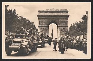 1939-1945 United States 'Liberation of Paris' World War II Propaganda Postcard