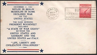1941 United States 'December 11, 1941 Hitler in Berlin Mussolini in Rome Declared War on the United States' World War II Propaganda Cover