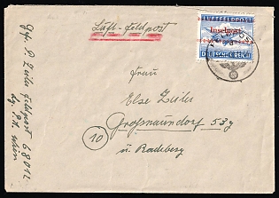 1944 (8 Nov) Island Crete, Nazi Germany, Airmail Fieldpost Feldpost Cover to Radeberg franked with 'INSELPOST' stamp
