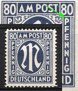 1945-46 80pf British and American Zones of Occupation, Germany (Dot on 'P' in right Pfenning, Perforatin 11.5, Paper z, Certificate)