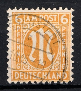 1945-46 6pf British and American Zones of Occupation, Germany (Perforation 11, Paper x, Signed)