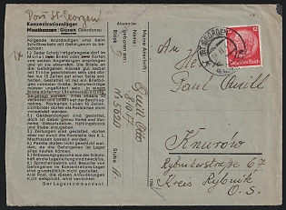 1942 Gusen (Subcamp of Mauthausen Concentration camp operated by the SS) cover franked with 12pf, Rare