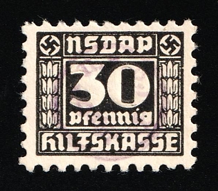 30pf 'NSDAP' Relief Fund, Third Reich Nazi Germany Propaganda