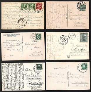 Bushtyno, Khust, Mukachevo, Volovets, Yasinia, Carpatho-Ukraine (Czechoslovakia), Cyrillic Cancellations Postcards