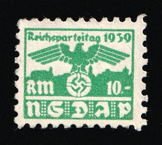 1939 10rm 'NSDAP', Reich Party Congress, Membership Dues Stamp, Third Reich Nazi Germany Propaganda