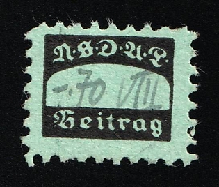 1932-33 'NSDAP', Membership Dues Stamp, Third Reich Nazi Germany Propaganda