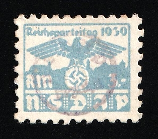1939 3rm 'NSDAP', Reich Party Congress, Membership Dues Stamp, Third Reich Nazi Germany Propaganda