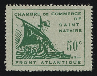 1945 50c Saint-Nazaire, German Occupation of France, Germany