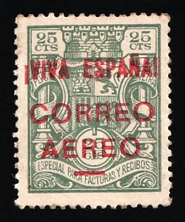 1936 25c Burgos, Spain, Airmail (Signed)