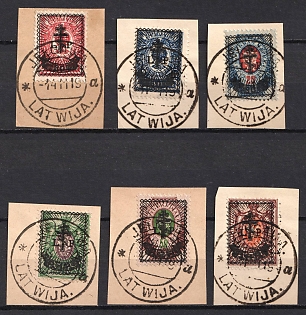 1919 West Army on pieces, Russia, Civil War (Jelgava Postmarks)