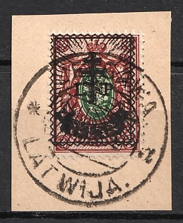 1919 1.5r on 35k on piece West Army, Russia, Civil War (Jelgava Postmark)