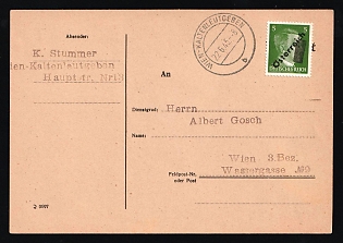 1945 (22 Jun) Austria, Postcard from Vienna franked with 5pf Local Issue, Overprint on Hitler's head, Blob Vertical Postmark