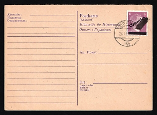 1945 Austria, Postcard from Vienna franked with 6pf Local Issue, Overprint on Hitler's head (Signed)