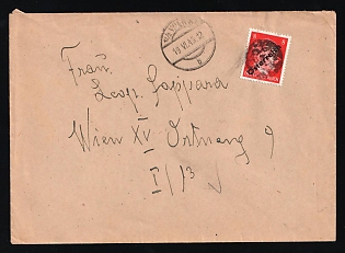 1945 (19 Jun) Austria, Cover from Vienna franked with 8pf Local Issue, Overprint on Hitler's head, Blob Circle Postmark