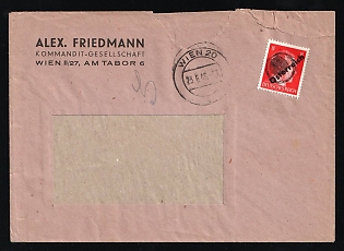 1945 (25 Jun) Austria, Cover from Vienna franked with 8pf Local Issue, Overprint on Hitler's head