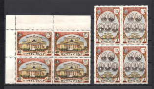 1951 USSR 175th Anniversary of the Bolshoi Theater Blocks of Four (Full Set, MNH)
