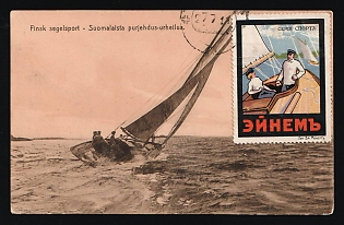 1911 Einem Confectionary Co, Label from the 'Sport' Series Showing Soiling Used on Card Showing the Same, Usedin Finland 27.7.11, Illustrated Advertising Postcard, Russian Empire