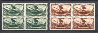 1946 USSR Tankmen Day Blocks of Four (Full Set, MNH)