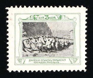 1914 3k Union of Russian Women, Clothes for the Wounded, First Series With Control Numbers, Charity Cinderella, Russian Empire