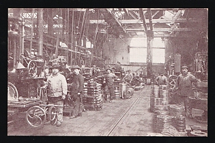 Skobelev Committee, One of the Committee's Patriotic Cards Showing the Production of Armaments and Military Equipment, Illustrated Charity Postcard