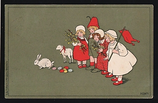 1914 Singer Sewing Machine Co., Art Cards Produced in Belgium for the Russian Market, Illustrated Advertising Postcard, Russian Empire