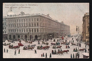 St. Petersburg Hotel Advertising Cards, the Europe Hotel St. Petersburg, Illustrated Advertising Postcard, Russian Empire