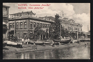 Batumi, Hotel Belle Vue, Illustrated Advertising Postcard, Russian Empire