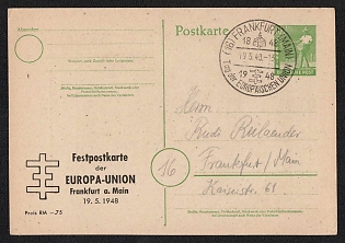 1948 (19 May) 10pf Brilon, British Zones of Occupation, Germany, Commemorative Postal Stationery City Postcard (Commemorative Cancellation 'Frankfurt am Main, European Union Day')